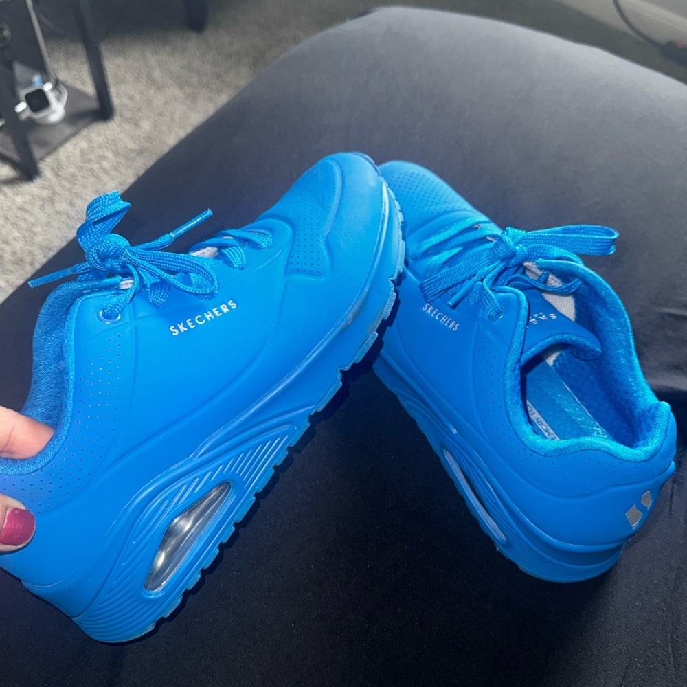 Skechers women Electric Blue Lace-Up Sneakers
